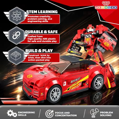 Image of Wembley Race Mechanic Series-228 PCS | 2-in-1 Sports Car and Robot Building Blocks Set | STEM Construction Toy for Kids 3+ Years | Educational Building Kit | Ideal Gift for Boys & Girls