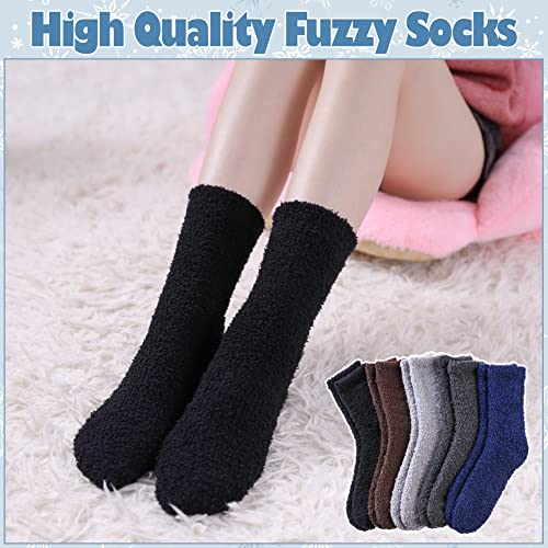 Image of LANLEO 5 /6 Pairs Womens Super Soft Fuzzy Plush Warm Winter Home Sleeping Slipper Socks