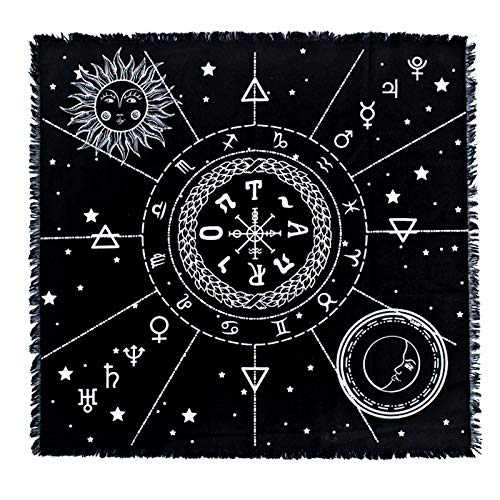Hippolya Altar Tarot Card Cloth Tablecloth 12 Constellations Tablecloth Pentacle Tarot Card Tablecloth Twelve Constellations Astrology Tarot Divination Card Tablecloth (23.62 in/60cm)
