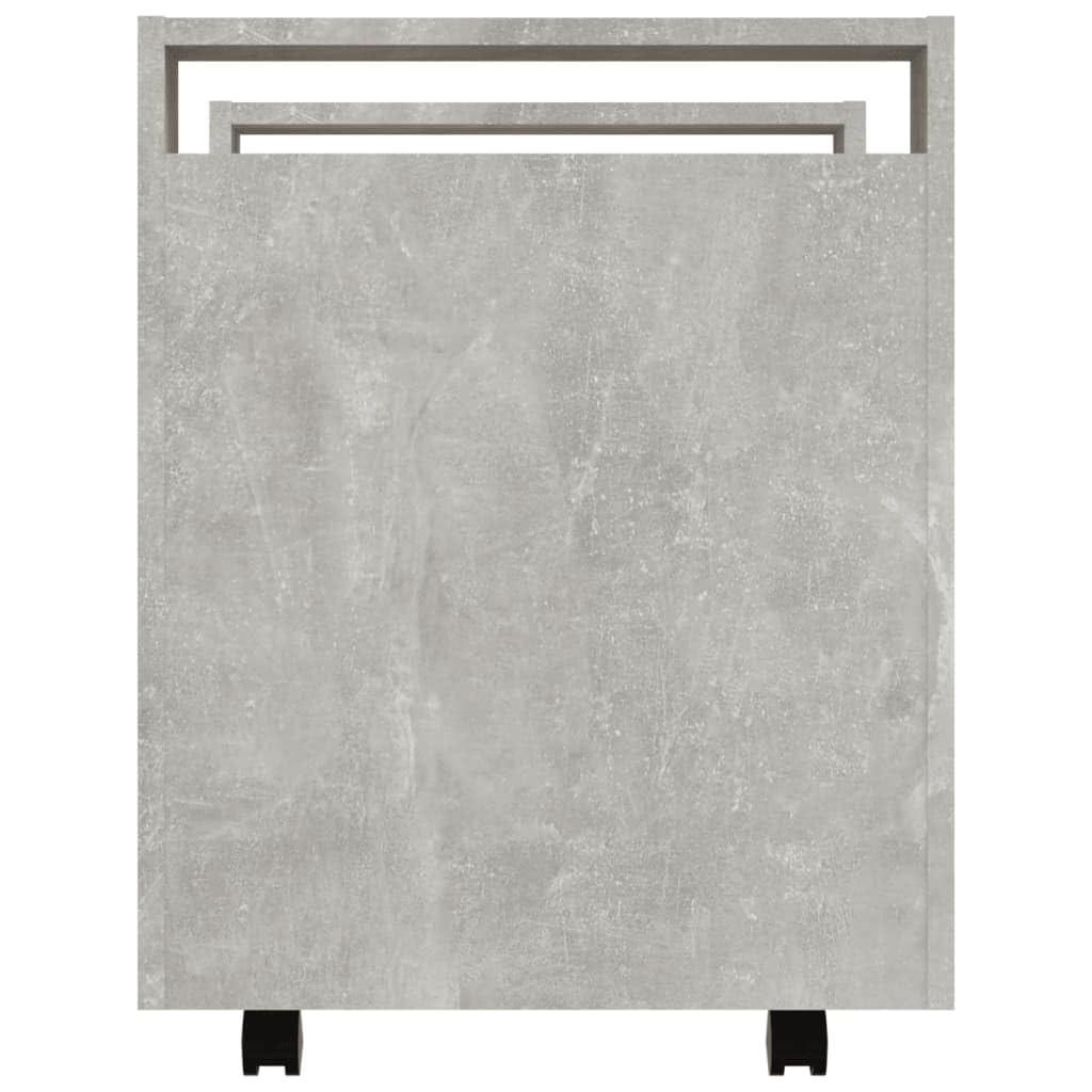 Bürowagen Betongrau 60x45x60 cm Holzwerkstoff mit 4 Rollen und Stabiler Oberplatte für Büroorganisation und Aufbewahrung