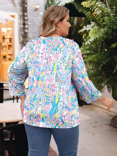 Image of Chulianyouhuo Womens Plus Size Tops 3 /4 Sleeve Casual T Shirts