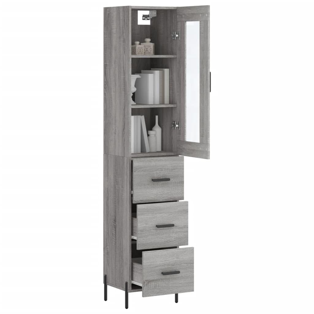 Armadio alto grigio Sonoma, 34,5 x 34 x 180 cm, in legno