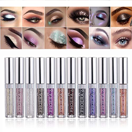 Glitter Eyeshadow Liquid Shiny Liquid Eyeshadow Liquid Eyeliner, Long Lasting, Quick-Drying, Opaque, Gel-Based Formula, Multi-Dimensional Eye Looks Eye Shadow Set, Gift For Girls And Women (A9) #TOP2