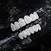JINAO Grillz Grills for Your Teeth Simulated Diamond Teeth Grillz with Extra Molding Bars Included 18K Gold Plated All Iced Out Cubic Zirconia Golden Teeth for Men Women(Silvery Teeth Set)