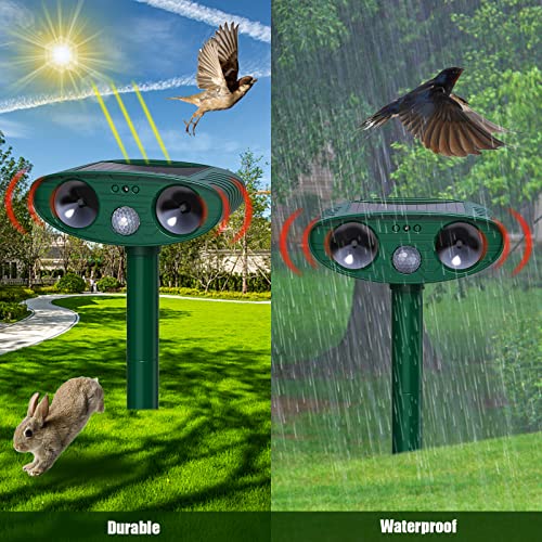 Mageloly Ultrasonic Solar Animal Repeller Bird Deterrent, Bird Repellent Devices Outdoor Mole Repellent With Motion Sensor And Led Light Alarm, Waterproof Ultrasonic Bird Repeller #TOP4