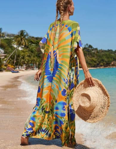 Image of NFVNKJ Women's Plus Size Beach Lounge Kaftan Maxi Dress Swimsuit Coverup for Women