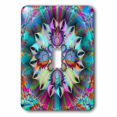 Interruptor de palanca único lsp_118499_1 de 3dRose con placa decorativa mandala abstracto 2