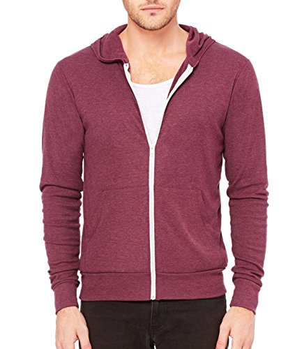 Canvas Bella Unisex Triblend Full-Zip Hoodie, Maroon Triblend, Medium2