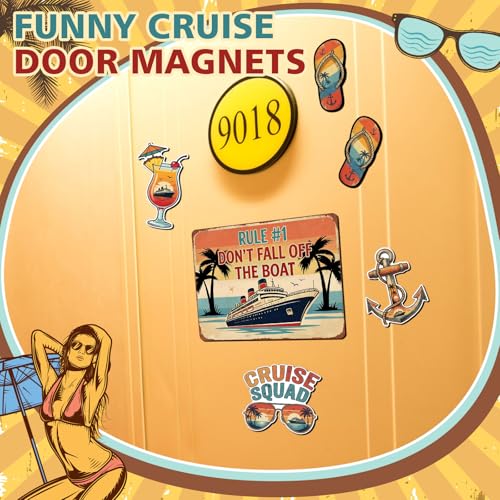 Image of Kanayu 6 Pcs Retro Tropical Cruise Door Decorations Magnetic Large Sea Navigation Ship Decorations Magnets Nautical Anchor Cruise Decor Car Fridge Magnet Decal for Carnival Stateroom Door