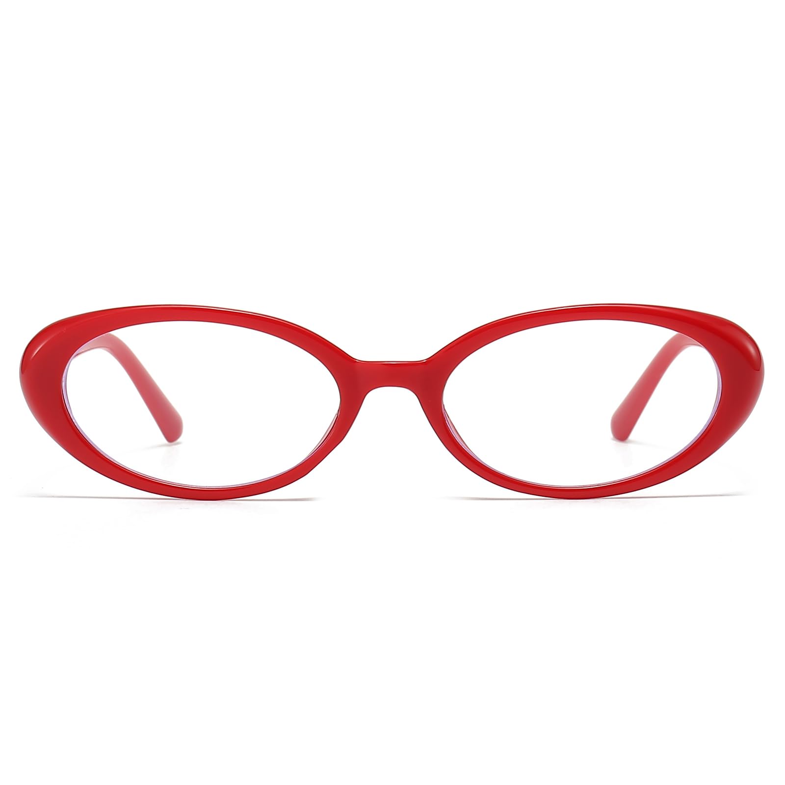 LJCZKA Oval Blue Light Blocking Glasses for Women Men Retro Small Oval Frame Glasses Fashion Computer Gaming Eyeglasses (Red)