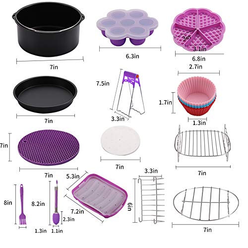 GEEZO 7 Inch Fryer Accessories XL, 16 Pcs Deep Fryer Accessories with Recipe Cookbook Compatible for Gowise Ninja Cosori Cozyna Philips Power 4.2Qt - 5.8Qt Deep Fryer - Thumbnail 4