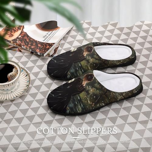 Gothic Woman Reading Book Womens Cotton Slippers Warm House Shoes for Indoor Outdoor3