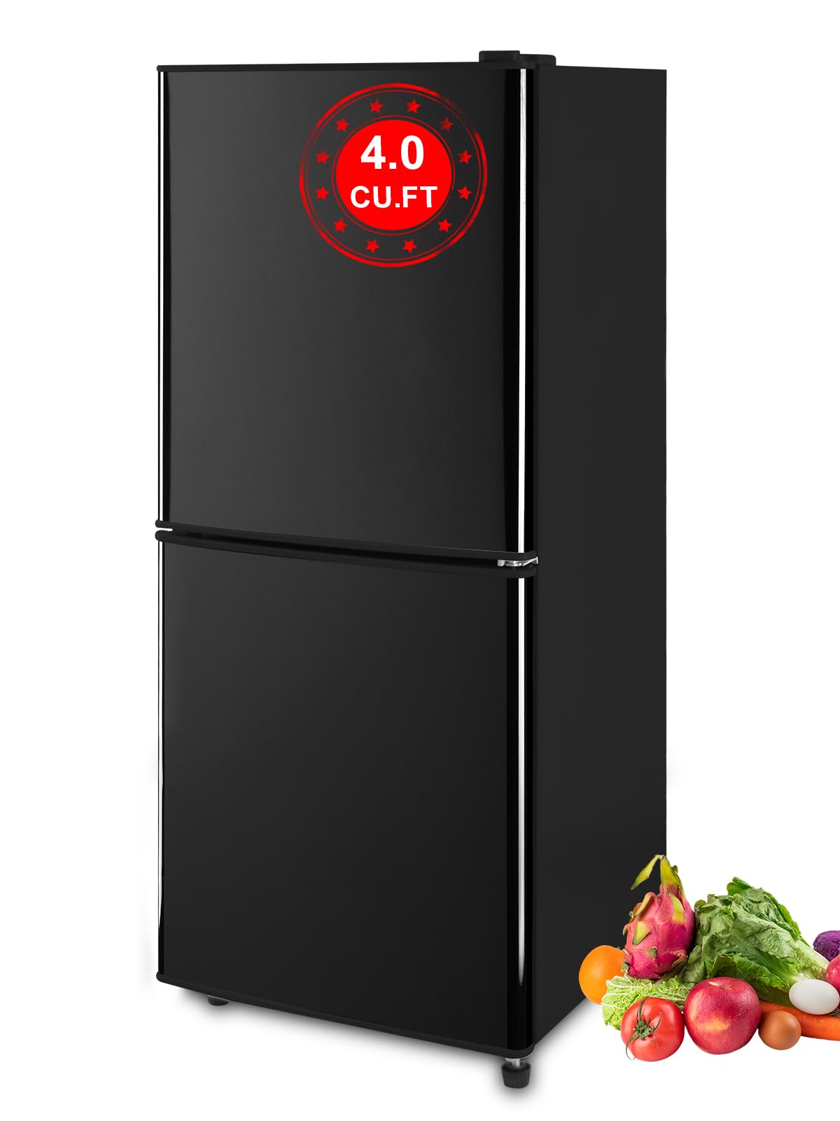 KRIB BLING Refrigerator with Freezer 4.0 Cu.Ft with 7 Level Adjustable Thermostat Control 2 Door Energy Saving Bottom Freezer Compact Refrigerator Black | Fridge.com