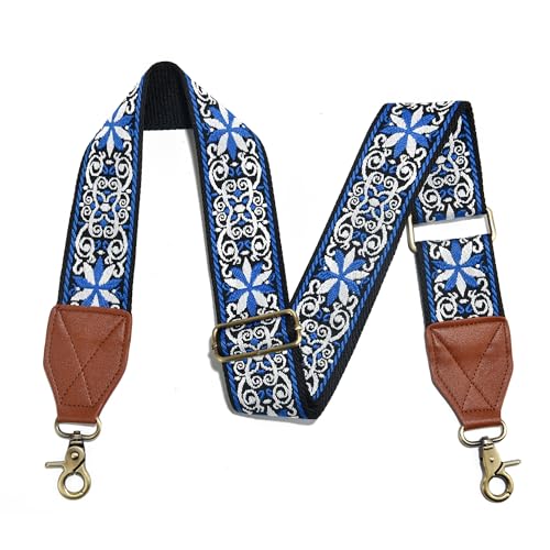 Image of LEMEDE Purse Strap,2 inch Leather End Shoulder Strap Adjustable Replacement,Retro Jacquard Multi-pattern Crossbody Bag Straps