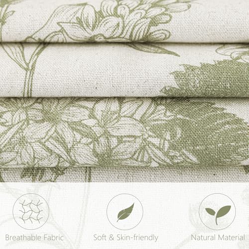 Image of Foindtower Set of 2 Linen Floral Throw Pillow Covers Vintage Accent Print Decorative Cozy Cushion Covers Farmhouse Boho Home Decor for Sofa Chair Couch Bedroom Living Room,18x18 Inch,Light Green