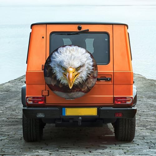 Image of Spare Tire Cover Angry Bald Eagle On American Flag Wheel Covers USA Flag Weatherproof Universal Wheel Protectors for Rv SUV Camper Travel Trailer 14 Inch