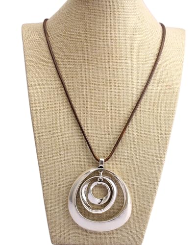 Boho Necklaces for Women Long Wooden Pendant Vintage Necklace Sweater Chain Necklace Handmade Jewelry4