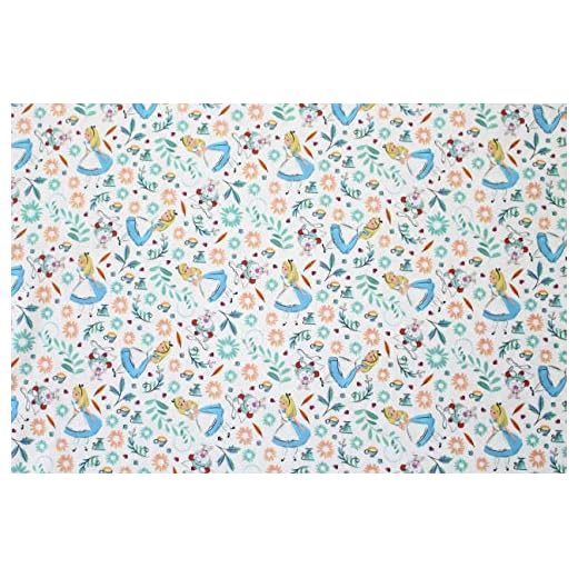 Disney Cotton Fabric by The Yard Alice Character Fabric 110cm Wide Alice in Wonderland (Alice & White Rabbit)
