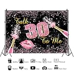 Talk Thirty to Me Birthday Backdrop for Her 7x5ft Pink Glitter Champagne Happy 30th Birthday Banner Decorations for Her Diamond Pattern Women's Milestone Party Photo Background 82x59 inch（Polyester） - Image 5