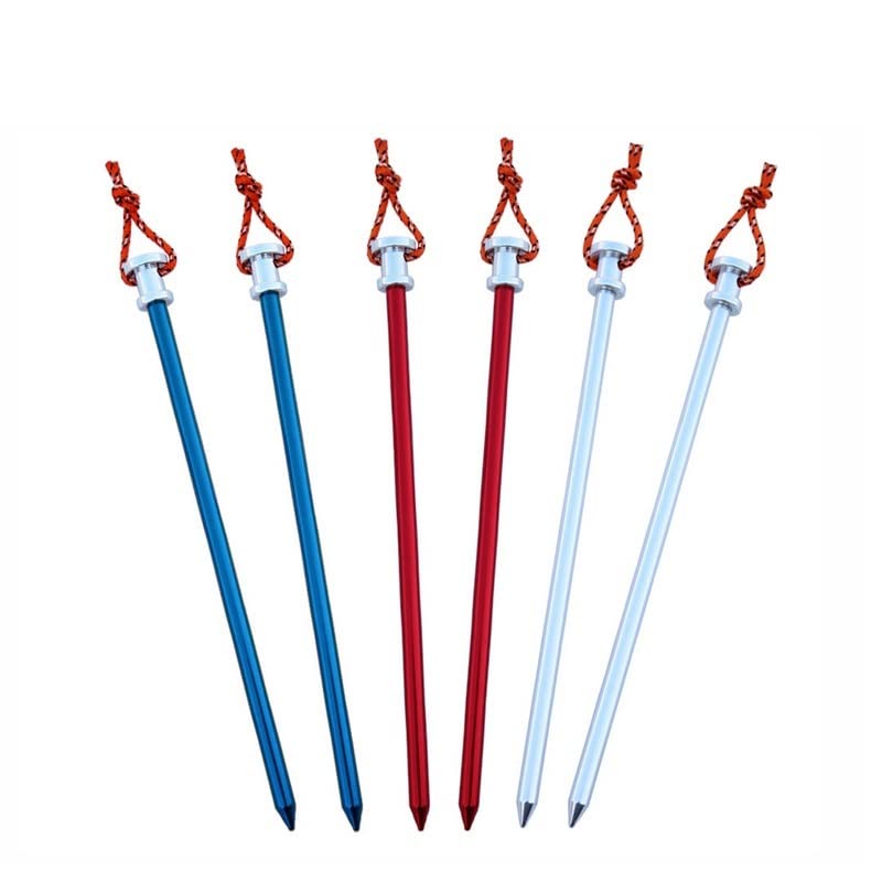 Picchetti per Tenda, Picchetti per Tenda di Lusso in Lega di Alluminio con Corde da Tirare per Tenda da Campeggio Chiodi Fissi Accessori Tubolari 23 cm (Argento)