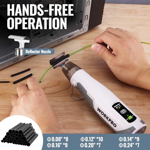Image of WORKPRO 7.2V Cordless Mini Heat Gun for DIY Crafts, 4000mAh Hot Air Gun, 1.5s Fast Heating, 3 Temp Settings (Cool /572F /842F), USB-C Rechargeable