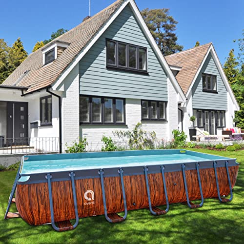 Avenli Pool 540 x 250 x 100 cm Stahlrahmen Aufstellpool Komplettset mit Leiter Filterpumpe Schläuchen und Filterkartusche Framepool braun rechteckig Swimming Schwimmbecken – Bild 3