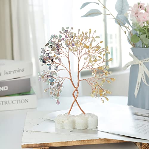 Arbre de vie en citrine contre le stress, bonsaï en quartz double cœur mookaitedecor - 5