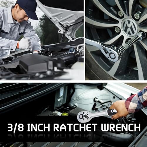 Image of Yancorp 46-Piece Drive Socket Wrench Set, 1 /4-inch Ratchet Tool Kit for Household Maintenance and Emergency Auto Repair (46 In 1) | Ratchet Tool Kit, Household Maintenance, Emergency Auto Repair