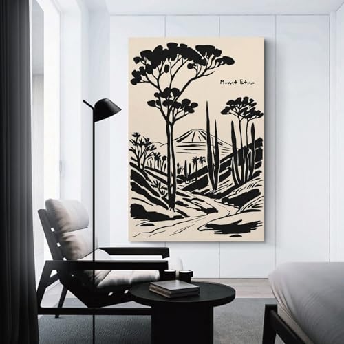 Tableau Mount Etna Landscape Illustration pour habiller un mur vide de salon ou de chambre
