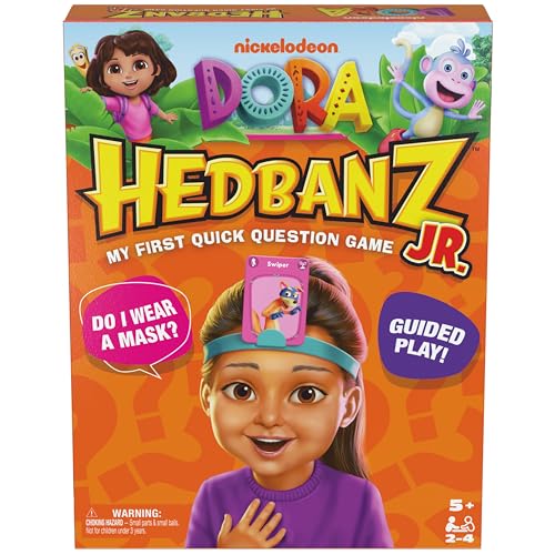 Spin Master Games, Dora the Explorer Hedbanz Jr., Picture Guessing Card Game, Includes Illustrations from Dora, Quick Questions & Fast Fun, Easy to Play for Family & Kids, 2-4 Players, for Ages 5 & Up
