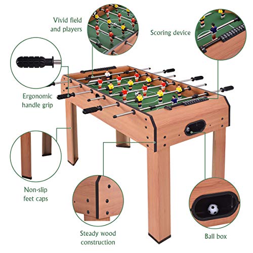 Giantex 37" Foosball Table, Wooden Competition Soccer Game Table w/ 2 Balls, 2 Cup Holders, Recreational Table Football for Arcades, Game Room, Bars, Parties, Family Night