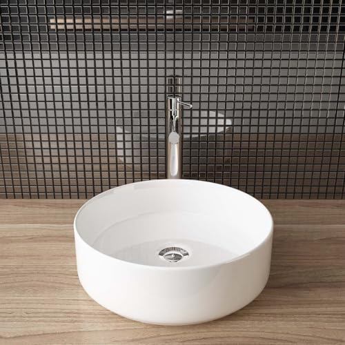 Waschbecken24 | Premium Waschbecken mit Lotus-Effekt für das Badezimmer und Gäste-WC (31x31x11cm, Weiß / A546XS)