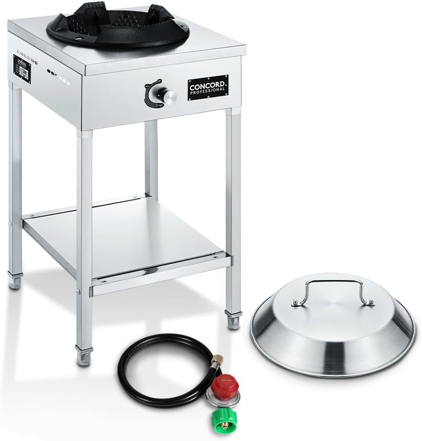 Concord Professional Vortex Burner Stainless Steel Commercial Wok Range Single Burner Outdoor Propane Stove. Great for Stir Fry