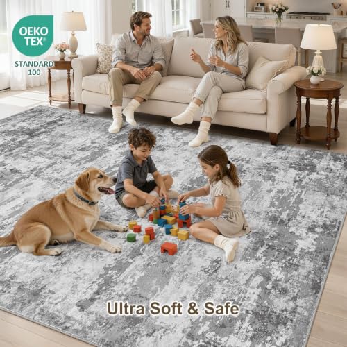 ELLIUNE 7x9 Area Rug, Non Slip Low Pile Washable Large Rug for Living Room by ELLIUNE - Used condition - Image 4