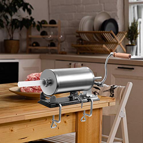 Foto von GOPLUS Wurstfüller aus Edelstahl, Wurstfüllmaschine Wurstmaschine Manuell, Wurstpress mit 4 verschiedene Füllrohre, Wurstspritze mit Befestigungsclip, Einfache Bedienung & leicht zu reinigen (3 KG)