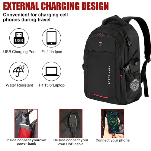 Business-Travel-Laptop-Backpack-156-Inch-Anti-Theft-Water-Resistant-Bookbag-with-USB-Charging-Port-Durable-College-School-Daypack-for-Men-Women-Fits-156-Inch-Notebook-Black