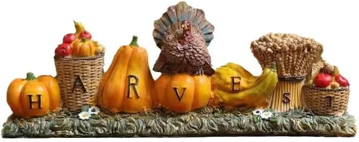 Harvest Thanksgiving Decor, Pumpkin Turkey Figurine with Letters, Pumpkin Decorations Indoor Fall Decorations for Home Autumn Table Centerpieces
