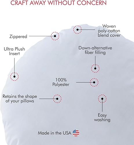 Miniatura 5 de Fairfield Poly-Fil Premier, Ultra Plush Pillow Insert, Round Pillow Inserts for Decorative Pillows, Travel Pillows, and Home Decor, 16"