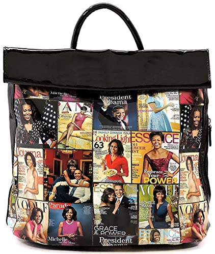 Image of Michelle Obama Magazine Cover Collage Backpack Womens Fashion Purse Handbag