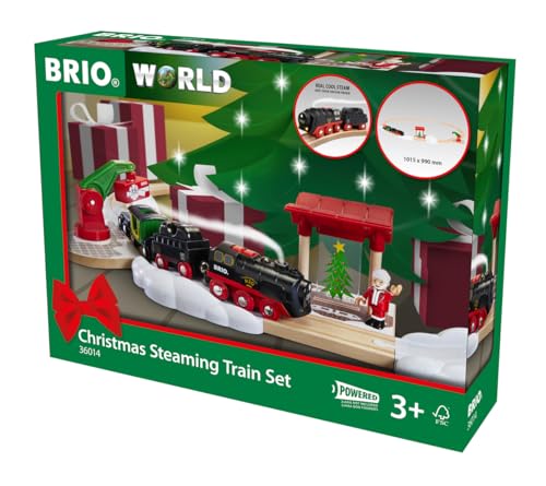 Tren de vapor navideño BRIO World de 27 piezas con accesorios para niños de 3 años o más