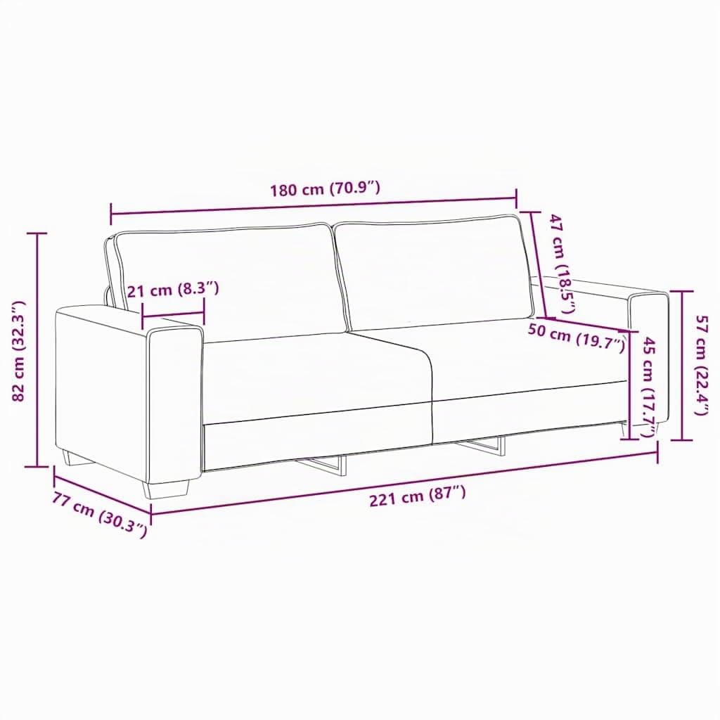 vidaXL 3-zitsbank Taupe 220x77x82 cm Stof