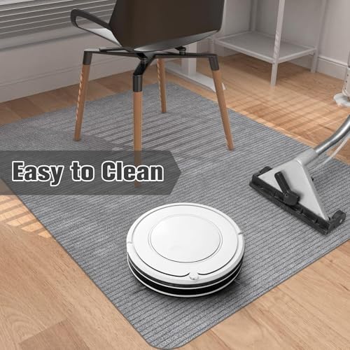 Image of Placoot Desk Chair Mat for Hardwood Floor Corduroy Surface 1 /6 inch Thick 55 inchx35 inch Office Chair Mat for Rolling Chairs-100% Large Anti-Slip Backing Under Desk Low-Pile Office Rug Floor Mat for Office /Home