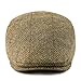 FEINION Men Wool Blend Flat Cap Tweed Newsboy Ivy Hat (Plaid Khaki)