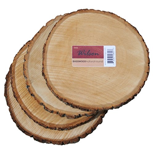 Wilson Basswood Round Rustic Wood Slice for Natural Décor, DIY Crafts (7-9