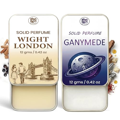 Image of Dr.Mashur Solid Perfume |wight london&Gandmede Alcohol Free Wax Perfume Balm, Long Lasting | Pocket Tin 12g, Pack Of 2| Non Greasy Smooth Glide, Travel Friendly Unisex Gifts He Or Her