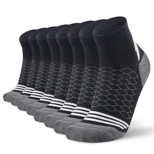 Men's sports ankle socks,Arch support compression quarter socks,Moisture wicking quick drying,4 pack