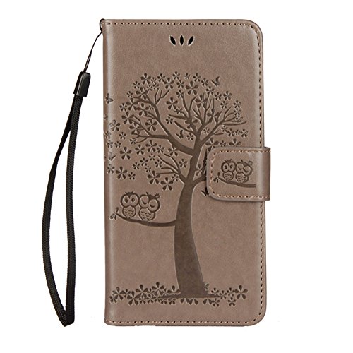 Schutzhülle für Samsung Galaxy A5 2017 Handyhülle Leather Case für Galaxy A5 2017 Hülle Lederhülle[Gedrucktes Muster Baum und Eule Handyhülle]