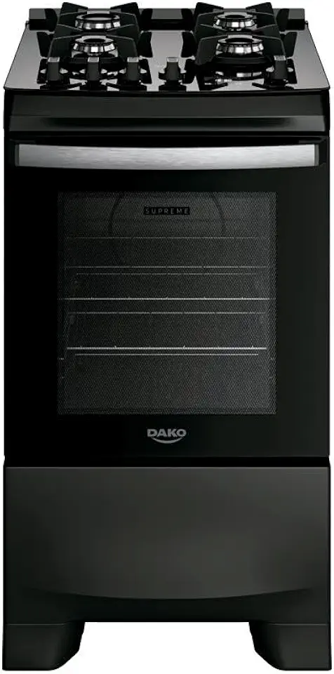 Fogão 4 Bocas Dako Supreme Black Glass com Timer Digital e Mesa de Vidro Preto Bivolt