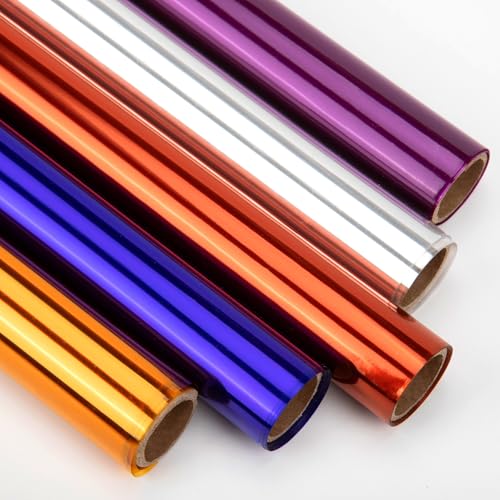 Nitelemn 5 Colors Transparent Colored Cellophane Wrap, Cellophane Paper Roll For Gift Baskets, Treats Wrapping, Diy Arts Crafts Project Decoration(17” X 10Ft X 5Rolls) (Multicolor-02)