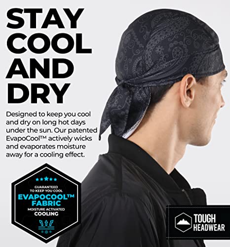 Tough Headwear Skull Caps - Head Wraps for Men - Summer Mens Dreads Do Rag - Cooling Helmet Liners - Hard Hat Liner, Du Rag - Workout, Cycling, Motorcycle Pirate Bandana - Thumbnail 2